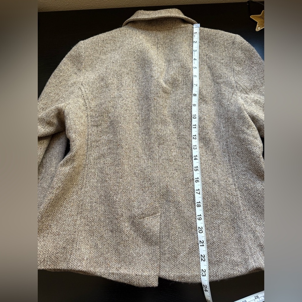 L.L. Bean Herringbone Tweed Blazer Gray Tan Wool Petite Medium Classic - Picture 8 of 14